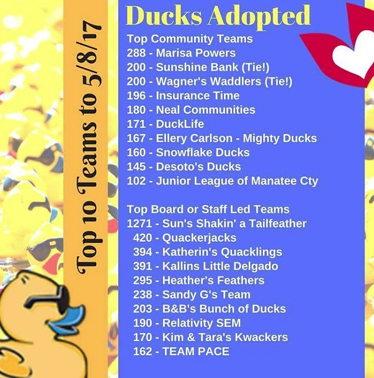 Ideas to encourage last minute duck adoptions - team totals