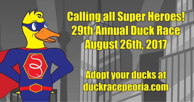 One duck and one turtle race at the end of August - Peoria Duck Race